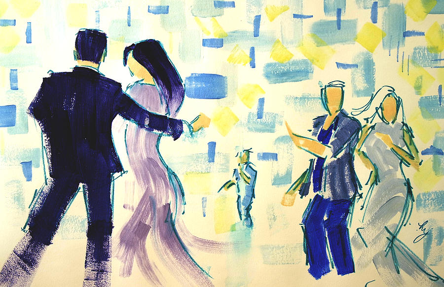 Ballroom dancers impressionist dancing painting Painting by Mike Jory
