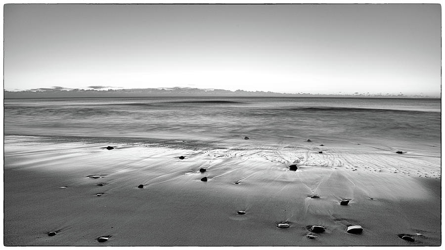 Ballynaclash beach at dawn. Framed fine art image. Photograph by Ian Middleton