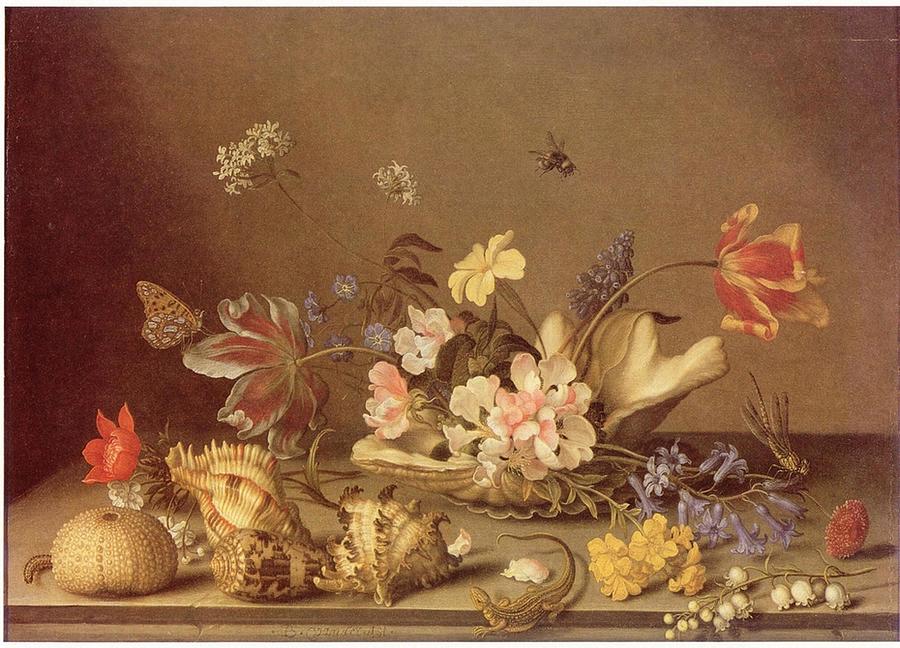Still Life Painting - Balthasar van der Ast - Still Life with Shells and Flowers by Les Classics