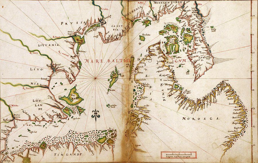 Baltic Sea in a Polar Projection 1630 Drawing by Vintage Maps - Pixels