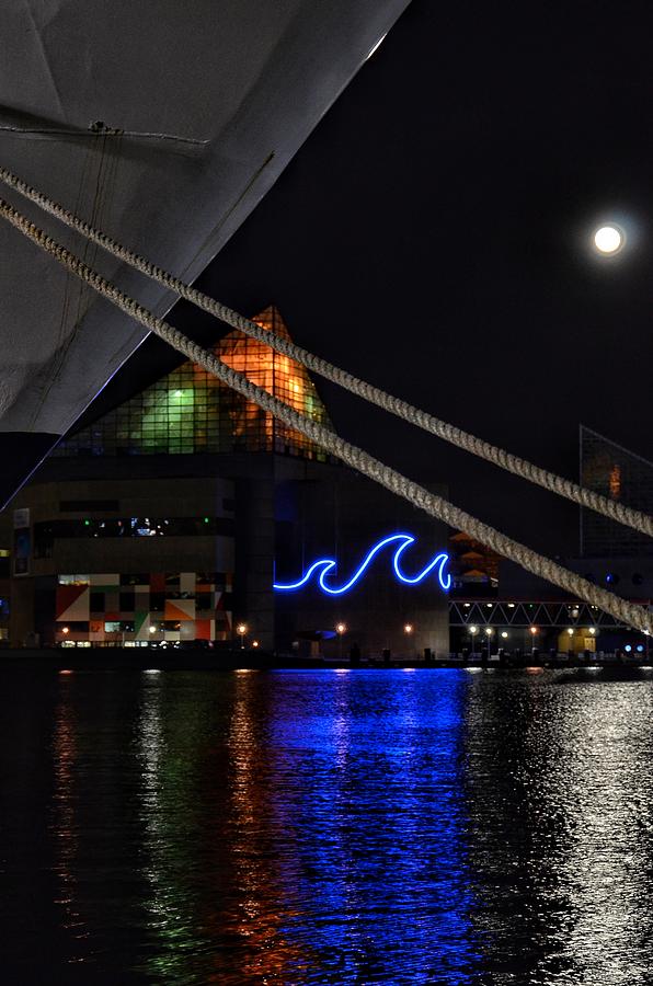 Baltimore Inner Harbor at Full Moon Photograph by Marianna Mills