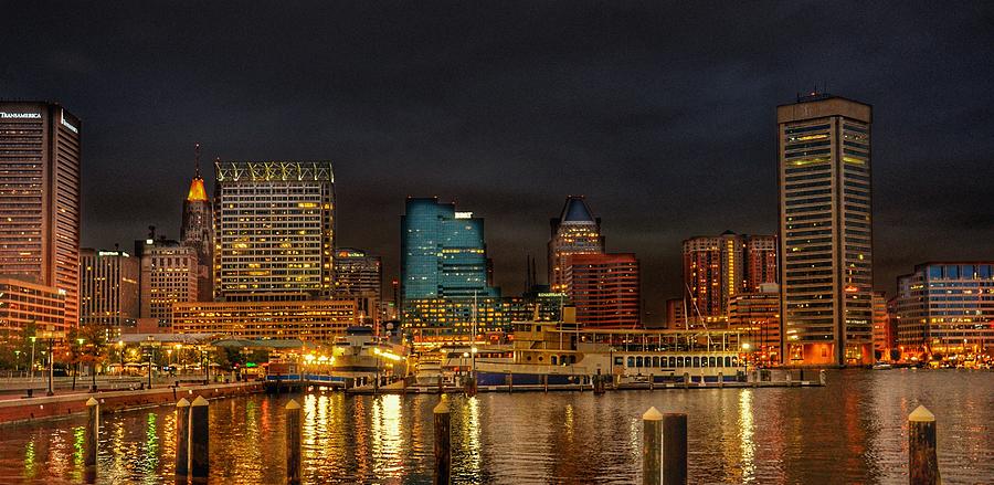 Baltimore Inner Harbor at Night Photograph by Marianna Mills