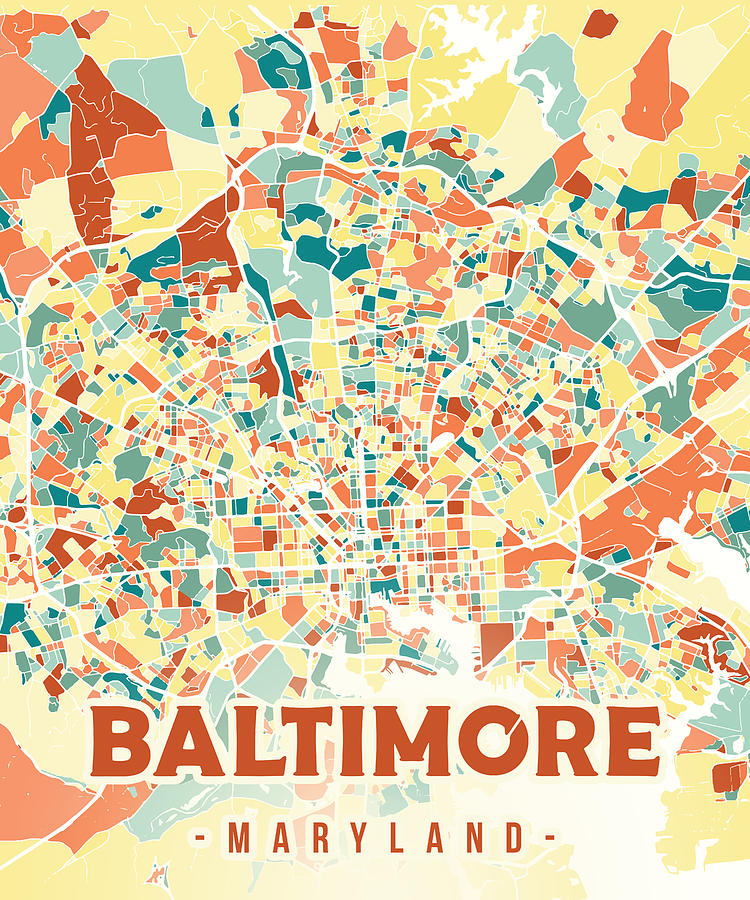 Baltimore map in mosaic colors Digital Art by Alexandru Chirila | Pixels