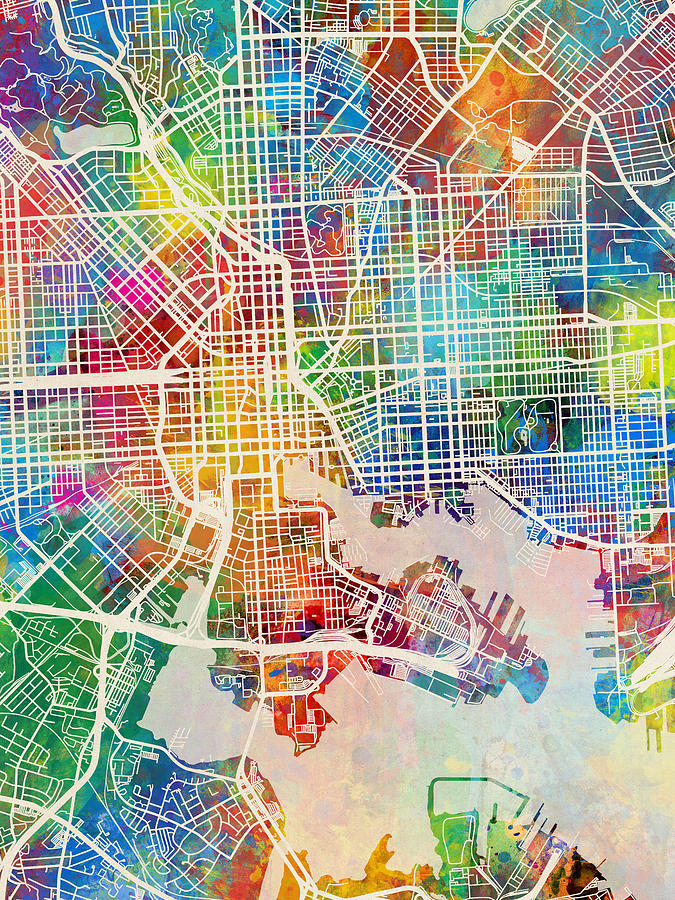 Baltimore Maryland City Street Map #67 Digital Art by Michael Tompsett