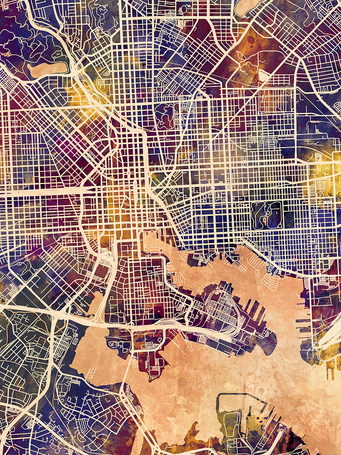Baltimore Maryland City Street Map #69 Digital Art by Michael Tompsett