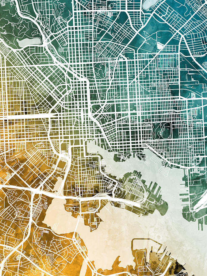 Baltimore Maryland City Street Map #72 Digital Art by Michael Tompsett