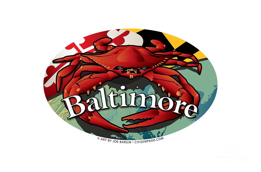 Baltimore Maryland Red Crab Oval Digital Art by Joe Barsin