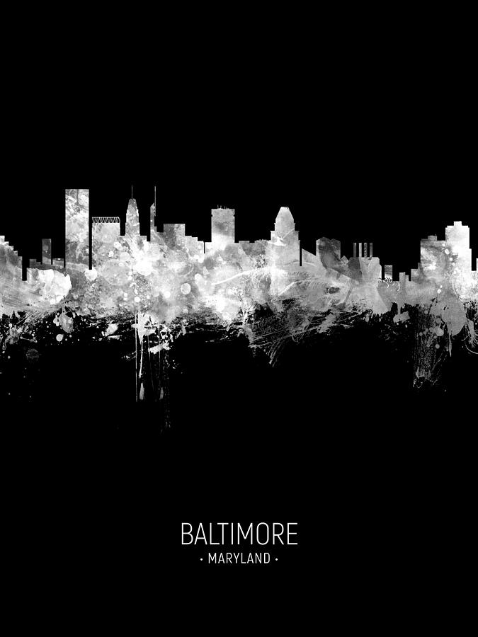 Baltimore Maryland Skyline #18 Digital Art by Michael Tompsett