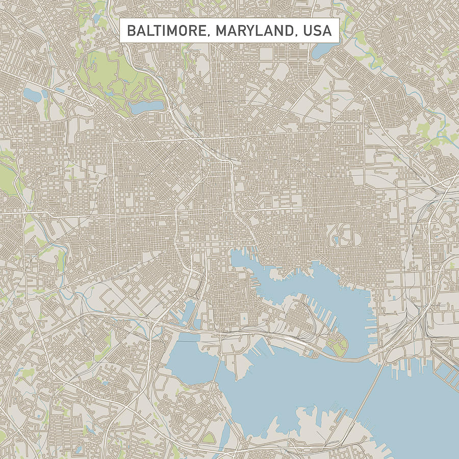 Baltimore Maryland US City Street Map Drawing by FrankRamspott