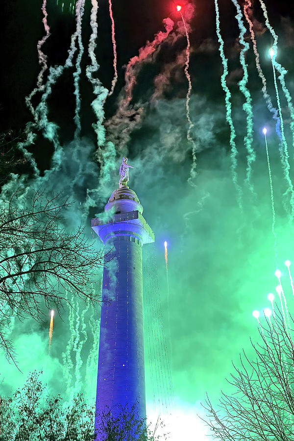 Baltimore Monument Lighting Celebration Green Photograph by Bill