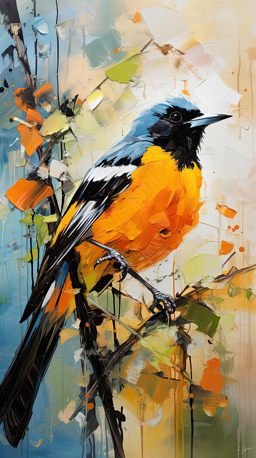 Baltimore Oriole Art- Baltimore Female Oriole Art Painting by Lourry Legarde