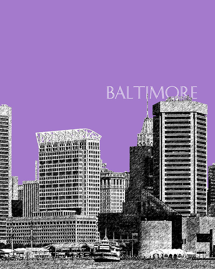 Baltimore Skyline 1 - Violet Digital Art by DB Artist