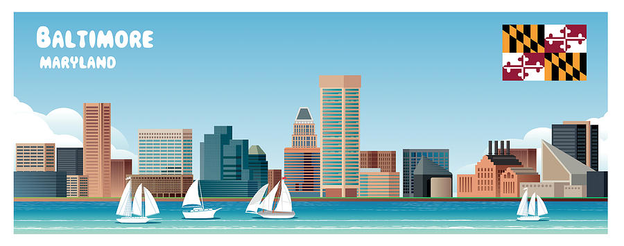 Baltimore Skyline Drawing by Drmakkoy