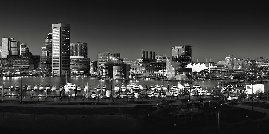 Baltimore Skyline, fineart black and white Photograph by Eduard Moldoveanu
