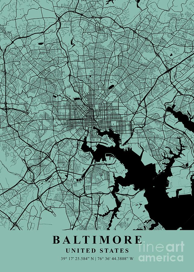 Baltimore - United States Sea Plane Map Photograph By Tien Stencil 