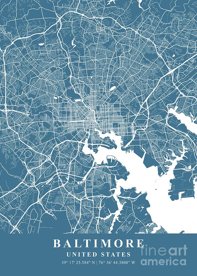 Baltimore - United States Slate Plane Map Photograph by Tien Stencil ...