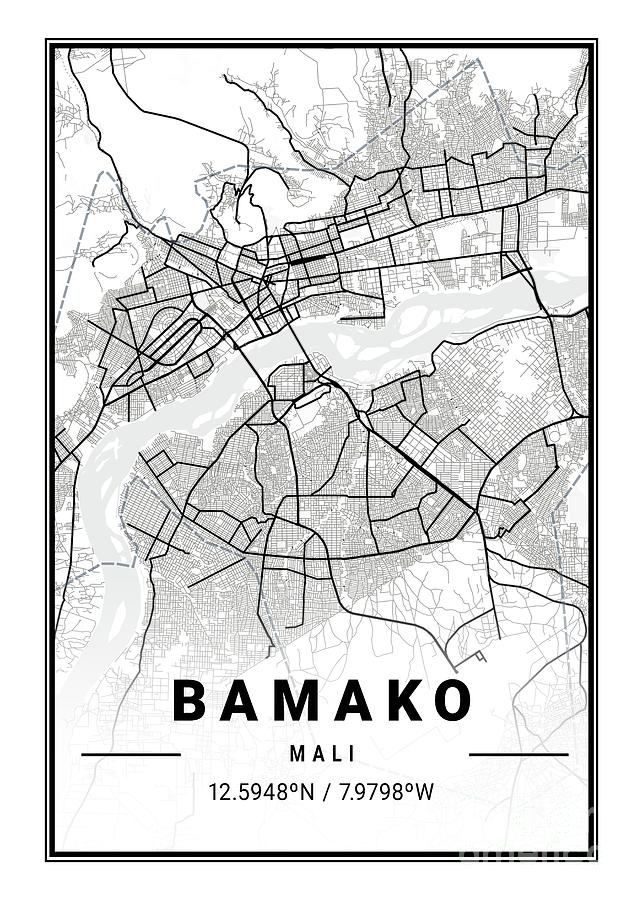 Bamako - Mali Light City Map Digital Art by Tien Stencil - Fine Art America