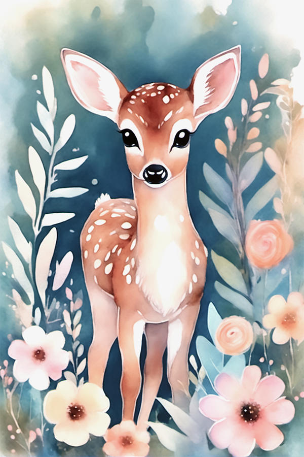 Deer Digital Art - Bambi by Manjik Pictures