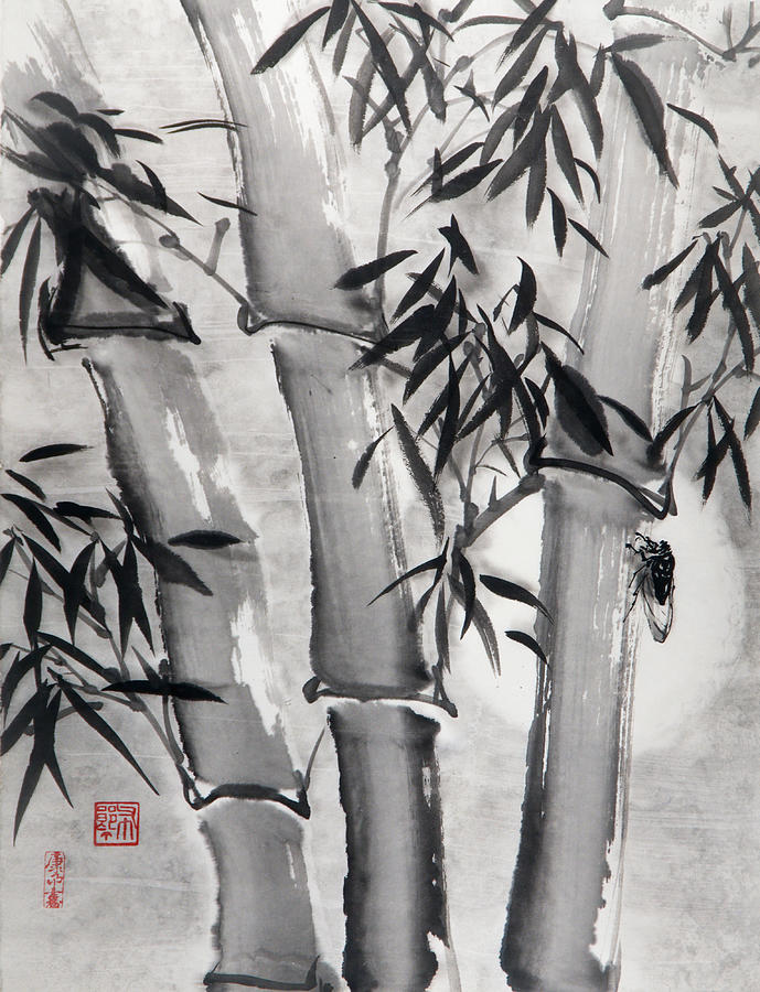 Bamboo And Cicada In Full Moon, #859 Painting by Daniel Lee Brown ...