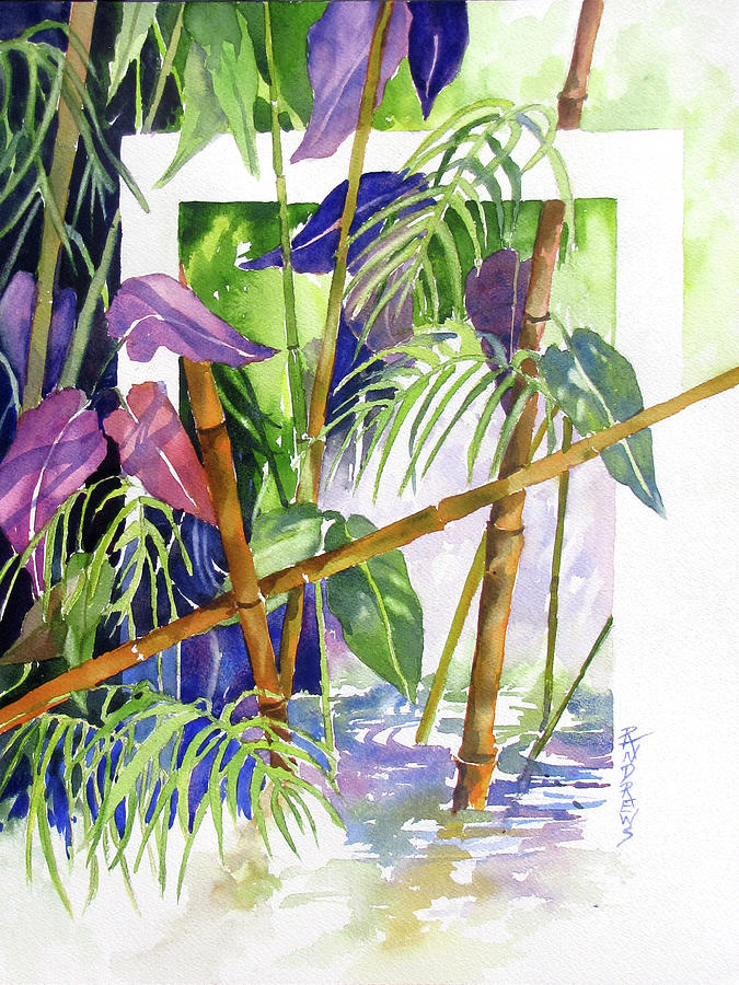 Bamboo and Geometry Painting by Rae Andrews