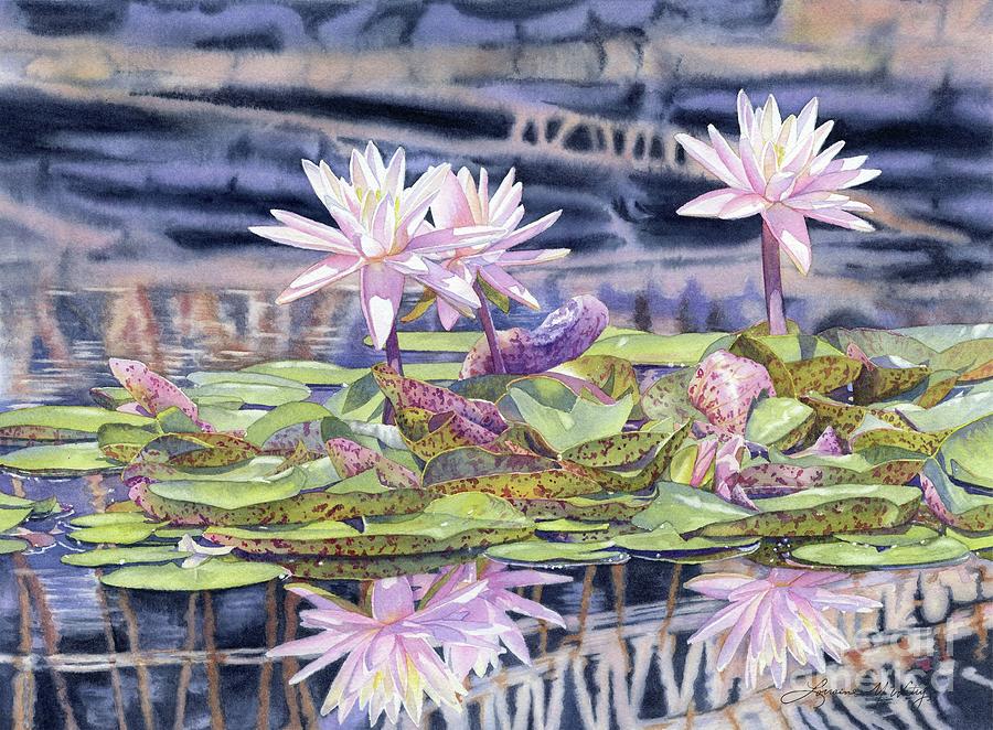 Water Lilies Painting - Bamboo And Lilies by Lorraine Watry