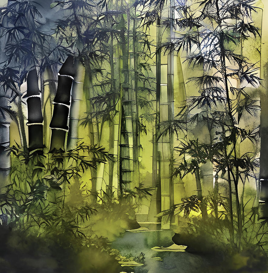 Spring Digital Art - Bamboo Forest I by Debbra Jansen
