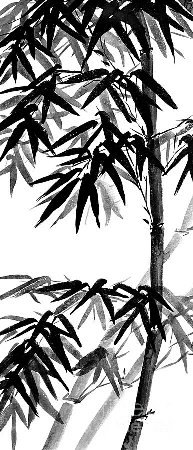 Bamboo - olive green - bw Painting by Birgit Moldenhauer - Fine Art America