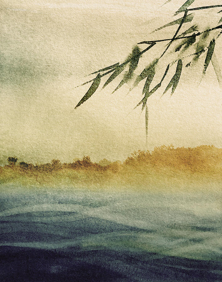 Bamboo Over Water Mixed Media