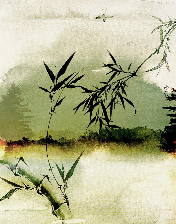 Bamboo Sunsset Mixed Media by Colleen Taylor