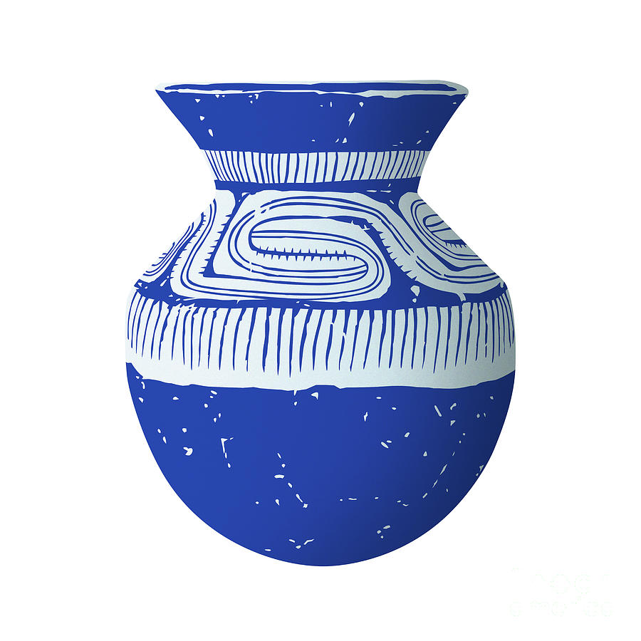 Ban Chiang Painted Pottery Bc18blue Digital Art