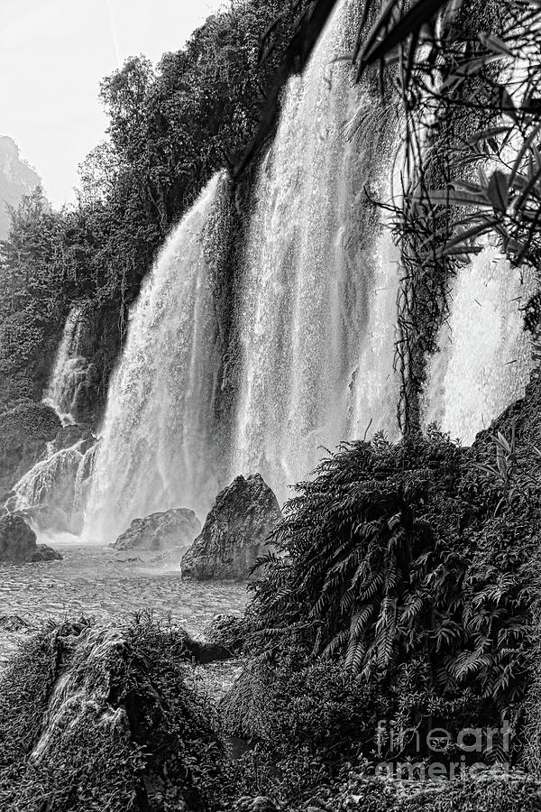 Inspirational Photograph - Ban Gioc Waterfalls Vietnam BW by Chuck Kuhn