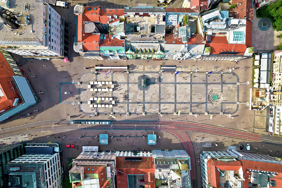 Ban Jelacic Central Square In Zagreb Aerial View Photograph