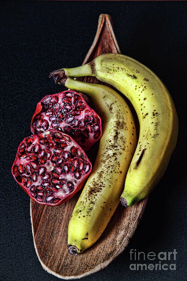 Bowl Photograph - Banana and Pomegranate by Bridget Mejer