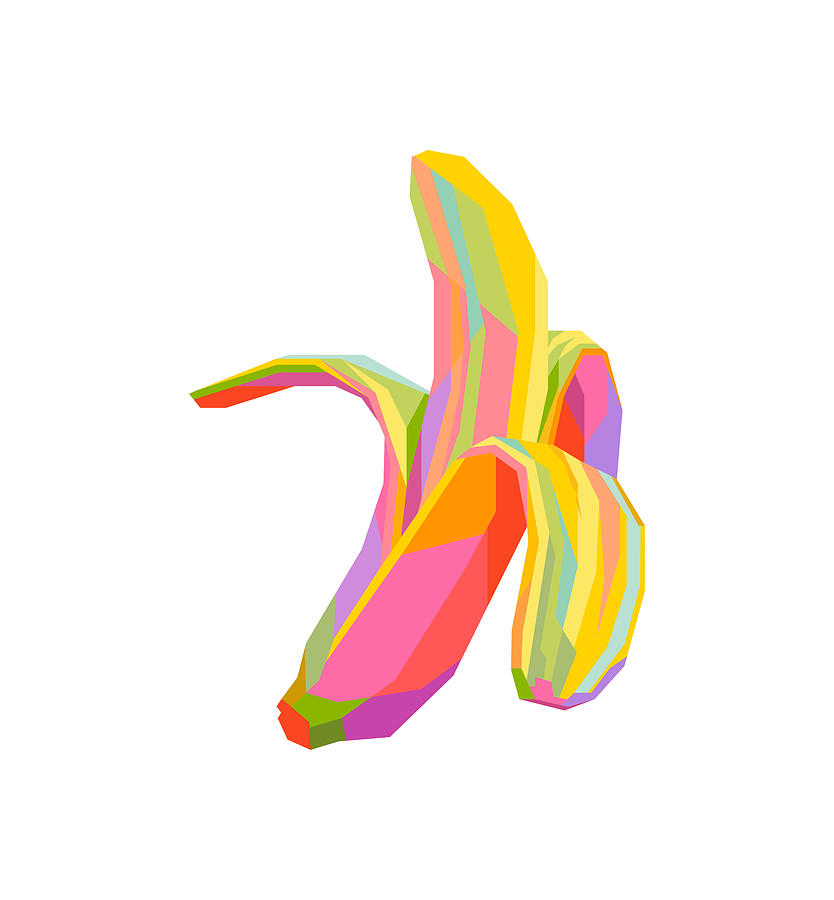 Banana Fruit Wpap Pop Art Transparant Background Digital Art