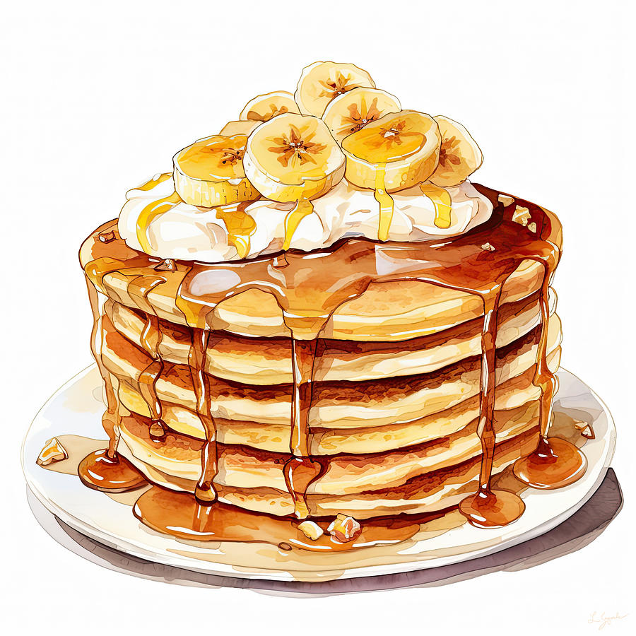 Banana Pancakes - Pancake Paintings Digital Art by Lourry Legarde