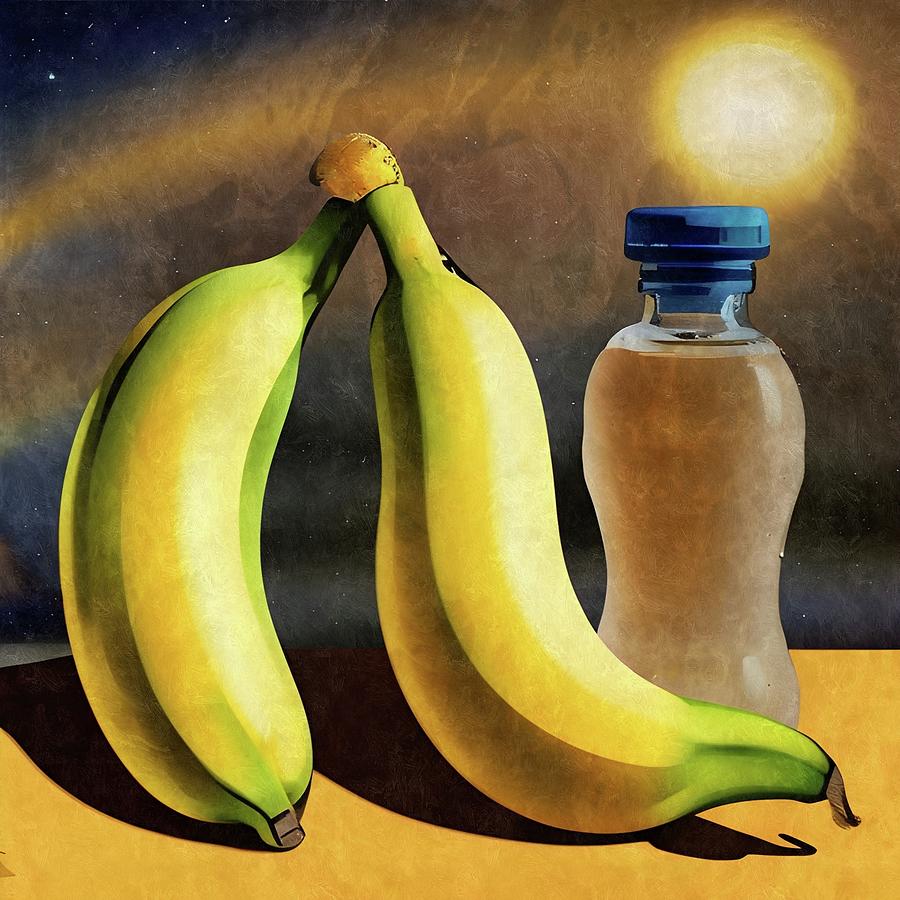 Bananas and Chocolate Milk In Space Digital Art by Ally White