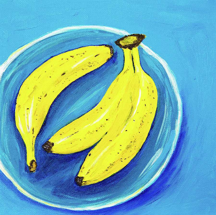 Bananas in blue dish Painting by Boyan Dimitrov - Fine Art America