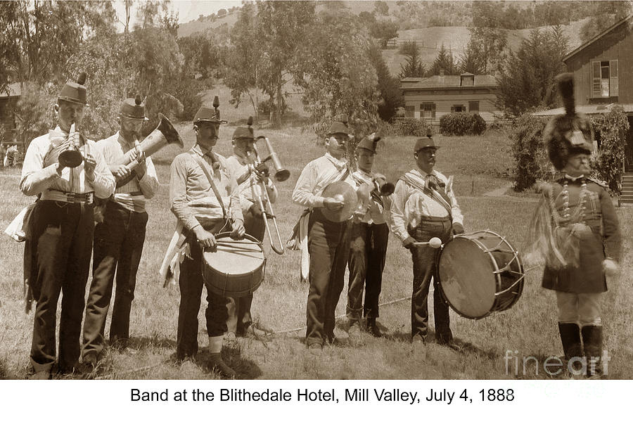 Band Photograph - Band at the Blithedale Hotel, Mill Valley, July 4, 1888 by Monterey County Historical Society