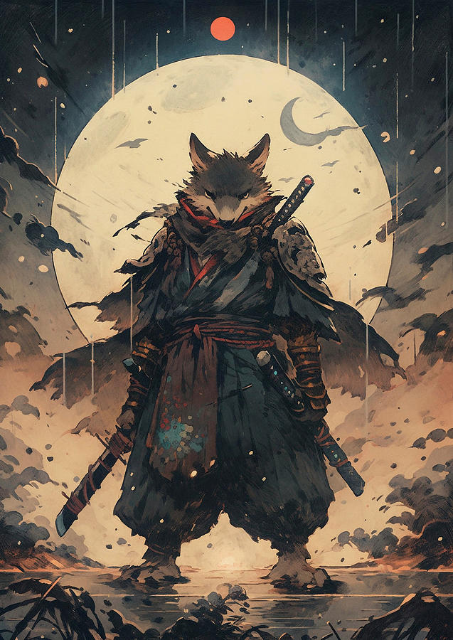 Bandicoot Wild Animal Wearing Samurai Full Gear 2 Digital Art by Adrien ...