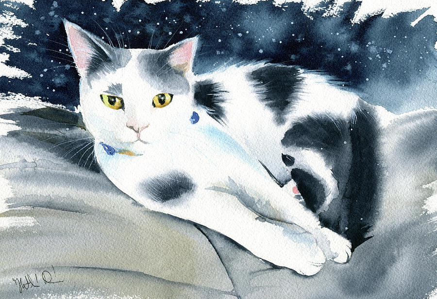 Cat Painting - Bandit Cat Painting by Dora Hathazi Mendes