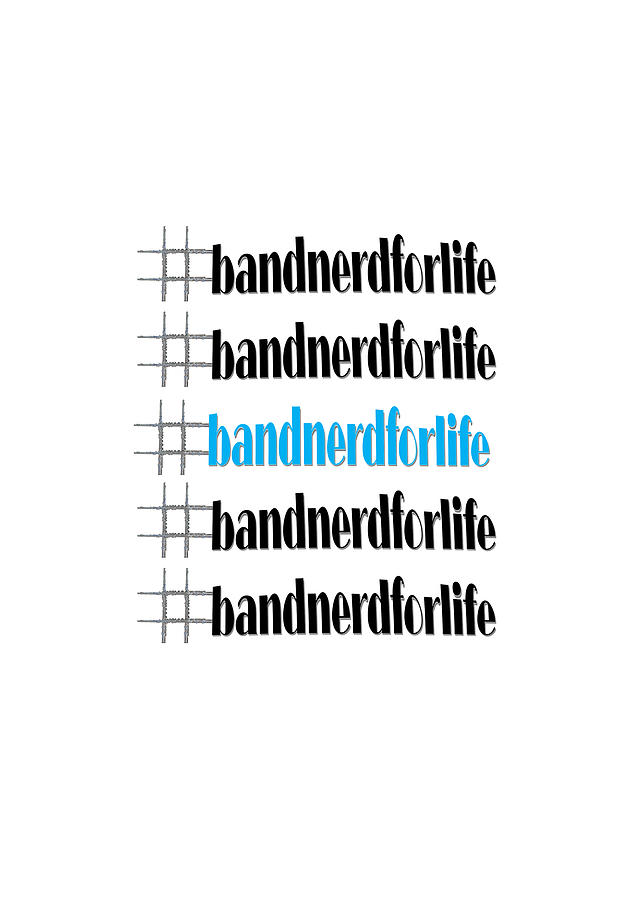 #bandnerdforlife With Blue Center Black Surround And Flute Hashtag Digital Art by Ali Baucom