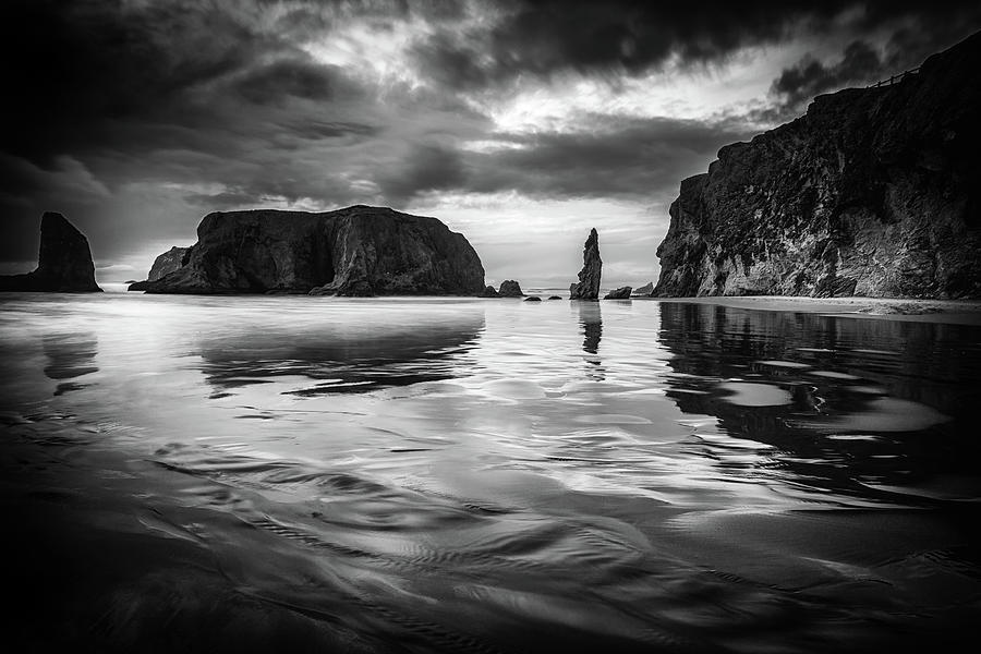 Bandon Oregon in Black and White Photograph by Marnie Patchett
