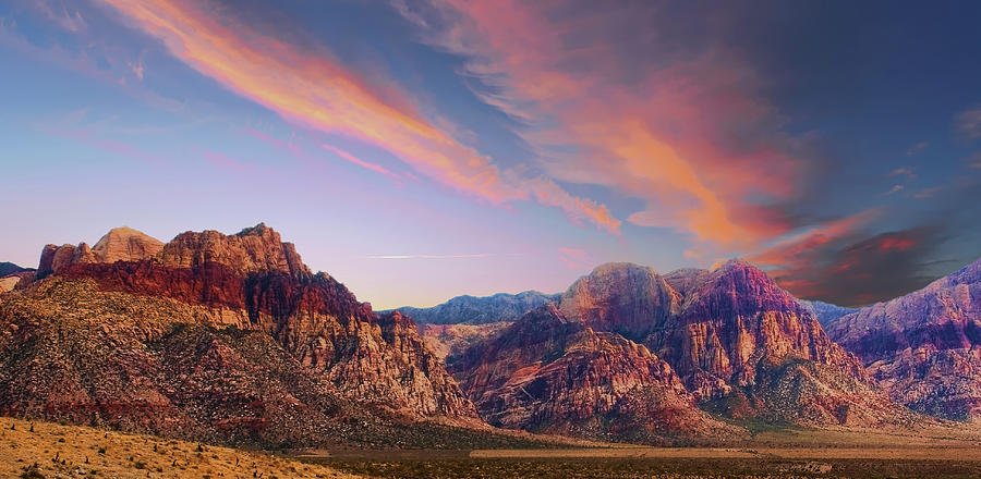 Bands of Colored Mountains in Red Rock Canyon Photograph by Darryl Brooks