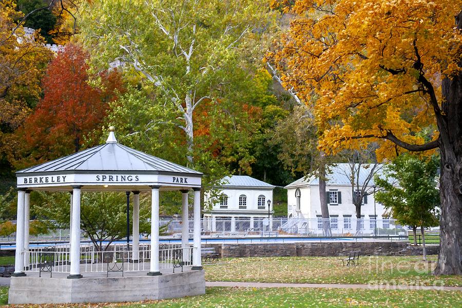 Bandstand and bathhouses in Berkeley Springs State Park in West Virginia USA Photograph by William Kuta