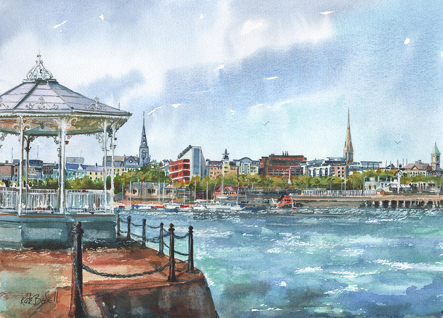 Bandstand East Pier Dun Laoghaire Ireland Painting by Kate Bedell