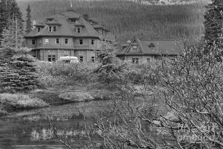 Banff Num Ti Jah Lodge Black And White Photograph by Adam Jewell