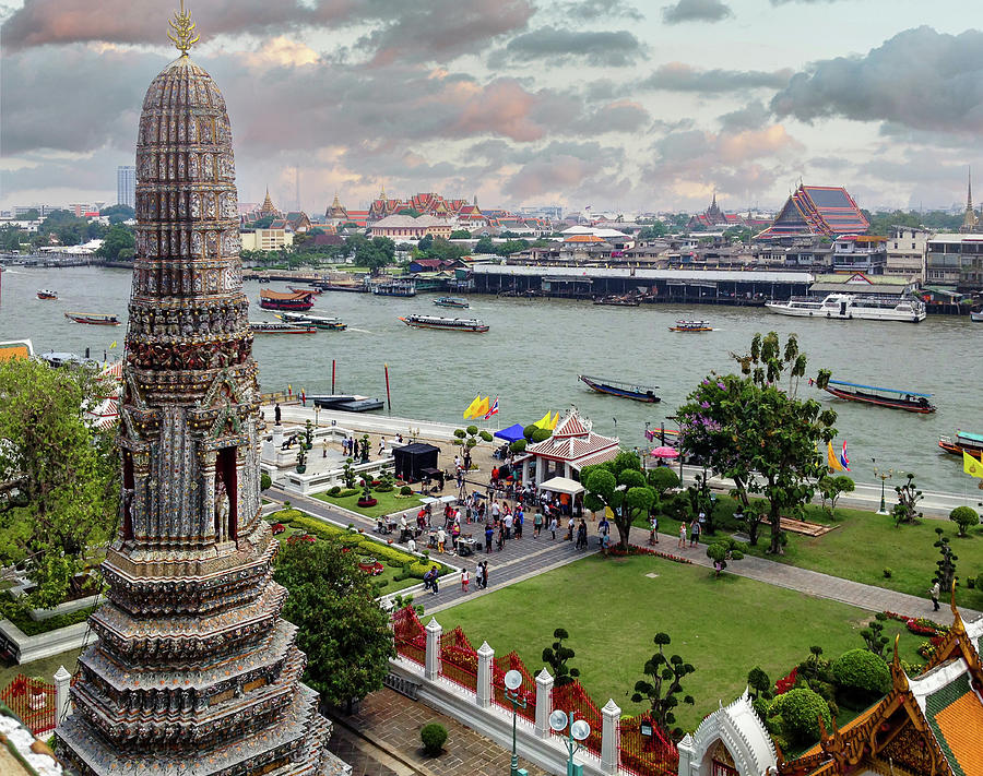 Bangkok Cityscape - View from Wat Arun Photograph by Christine Ley