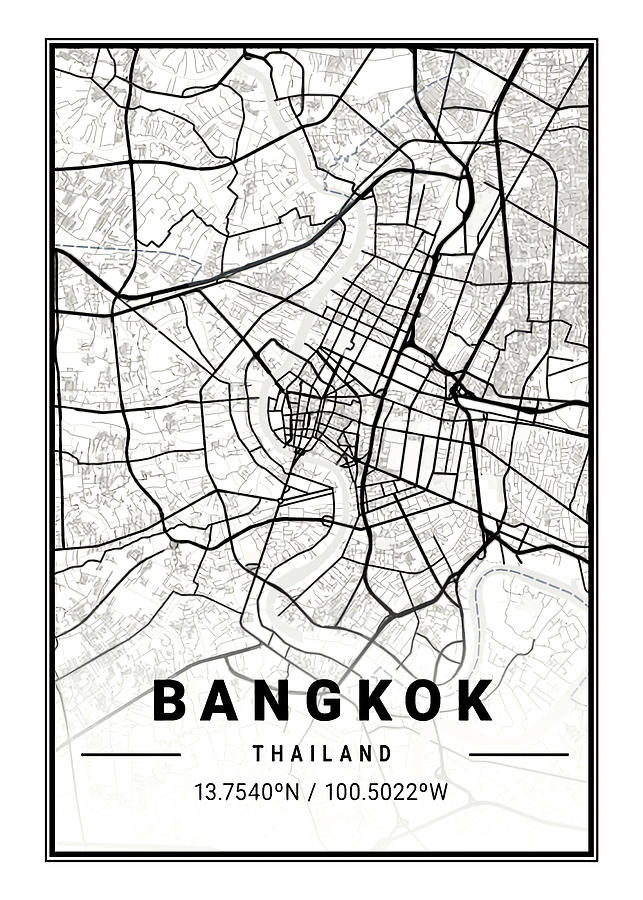 Bangkok Light City Map - Bangkok'S Glittering Temples Digital Art by ...