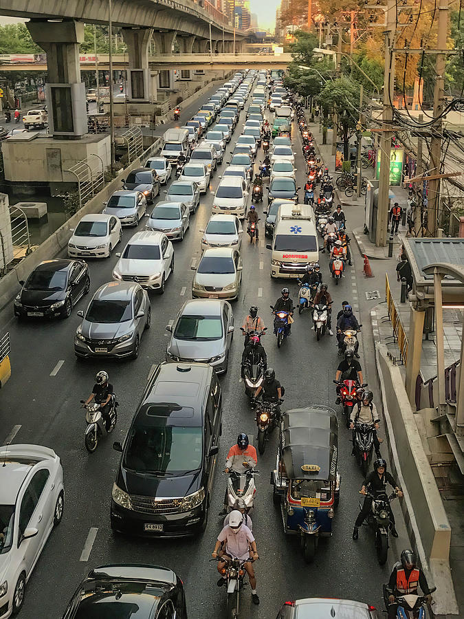 Rush Hour Movie Photograph - Bangkok Rush Hour Traffic by Rebecca Herranen