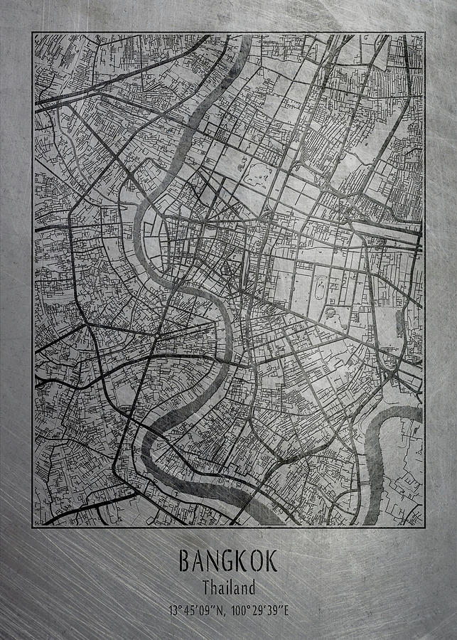 Bangkok, Thailand, city map Digital Art by Creative at home Design ...